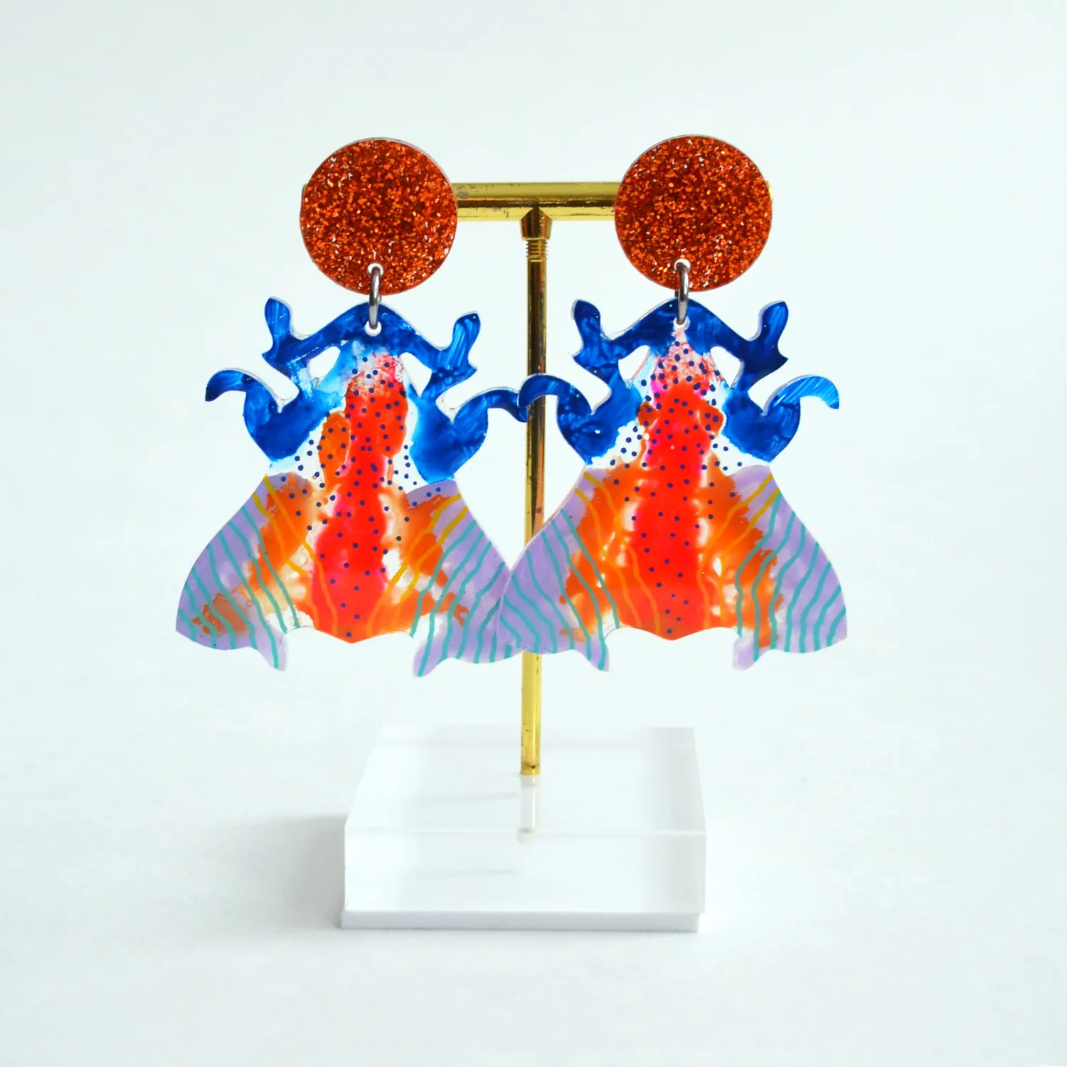 BooandBooFactory Moth nattsommerfugl øredobber neonrosa