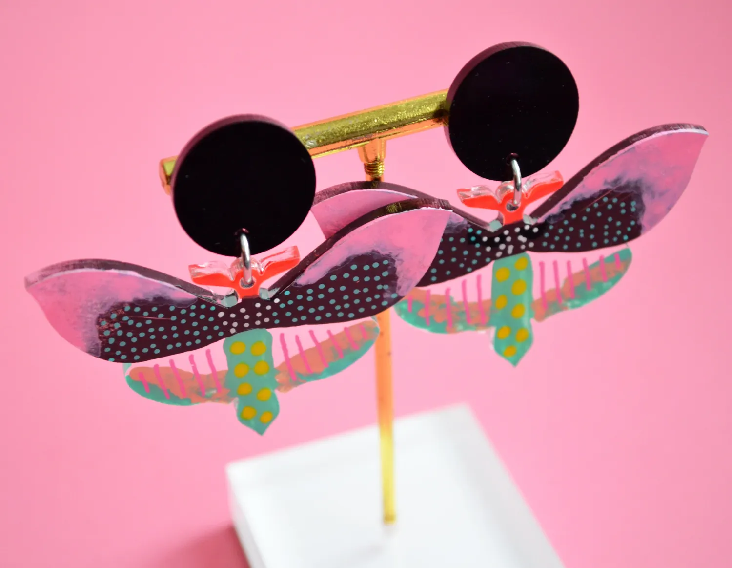 BooandBooFactory Pastel Black Butterfly akryl øredobber