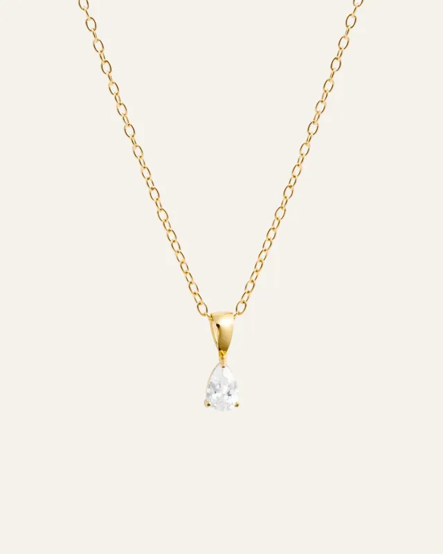 Mockberg Belle White halskjede gull 500 mm zirkonia