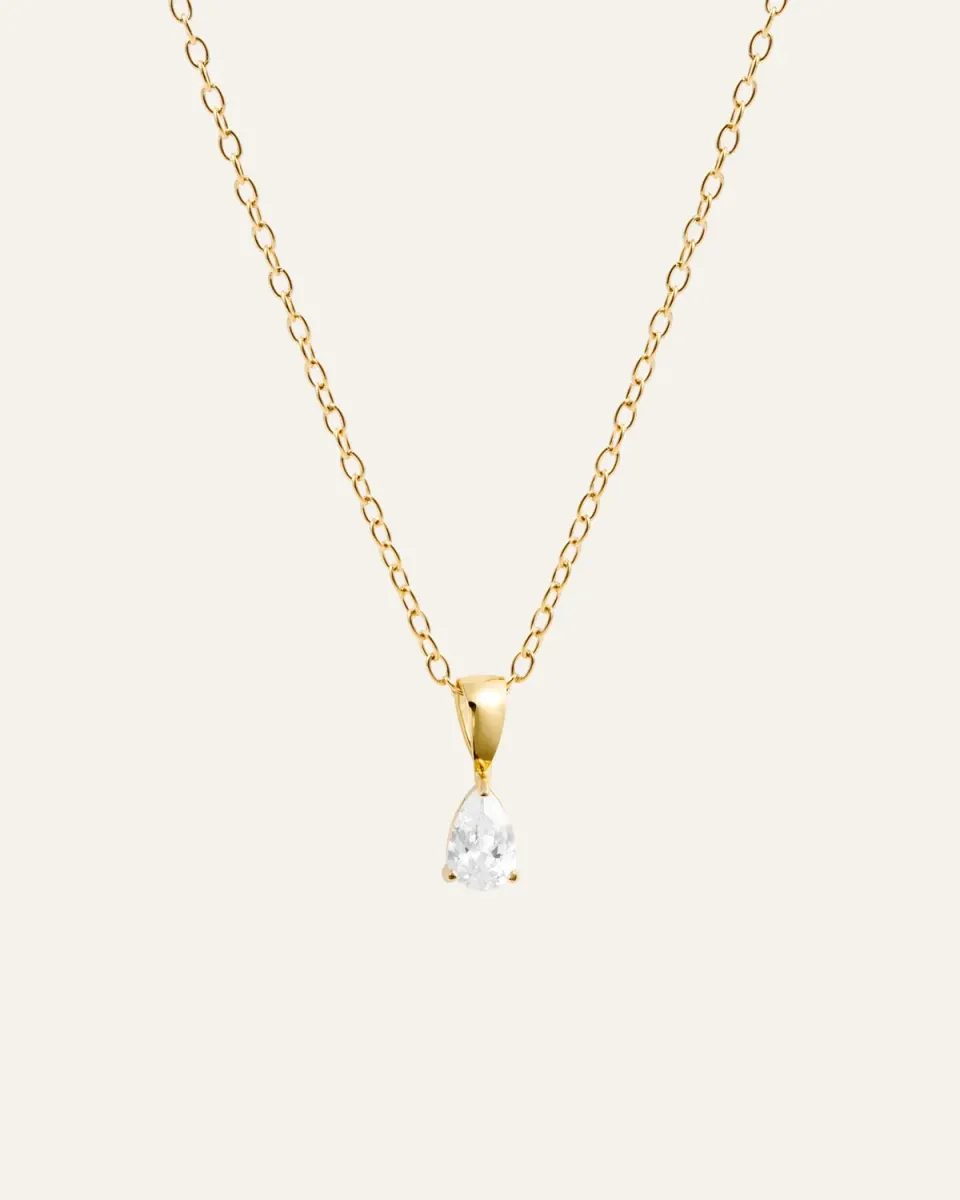 Mockberg Belle White halskjede gull 500 mm zirkonia