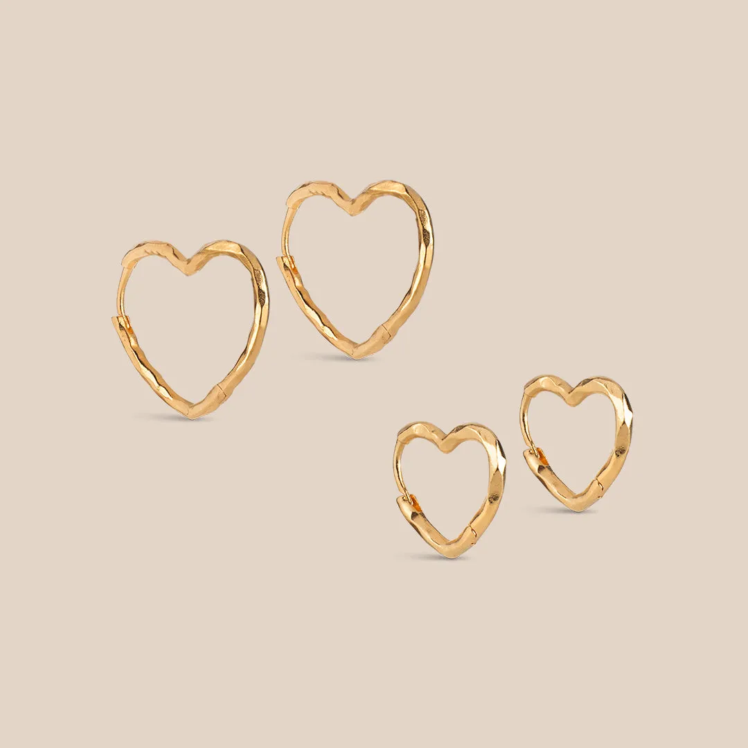 ENAMEL Copenhagen Organic Heart Duo hoops gavesett gull