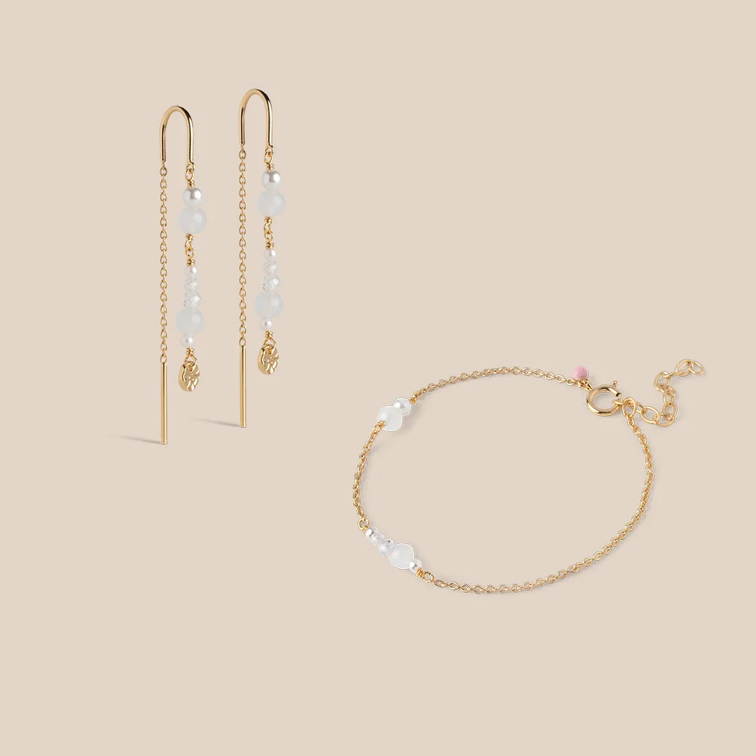 Enamel Sofia White & Pearls gavesett forgylt