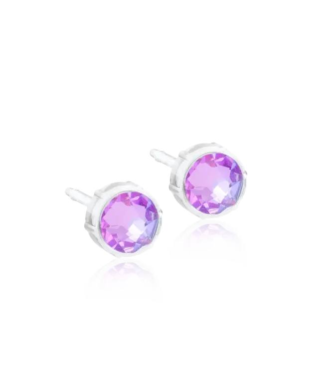 Blomdahl Bezel øredobber 6 mm Lilac Shimmer nikkelfri
