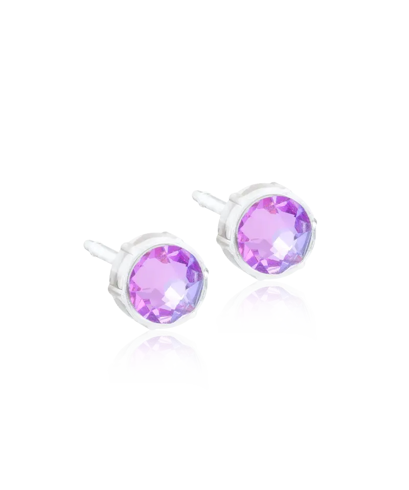 Blomdahl Bezel øredobber 6 mm Lilac Shimmer nikkelfri