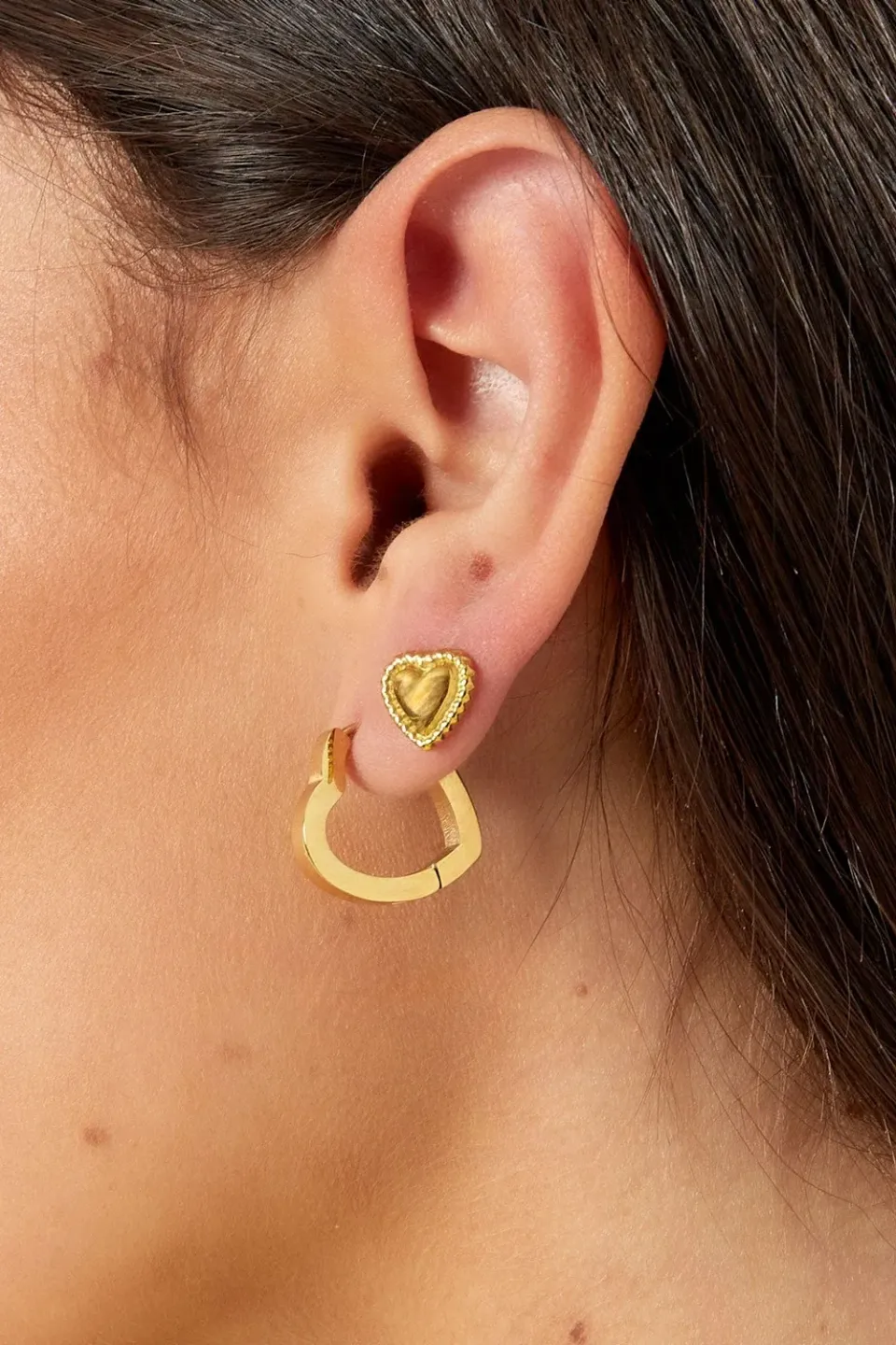 Mea Nani Basic Heart Hoops øredobber gull hjerter