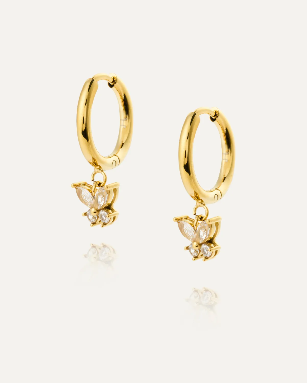 Mockberg Butterfly Hoops øredobber gull vanntett 14 mm