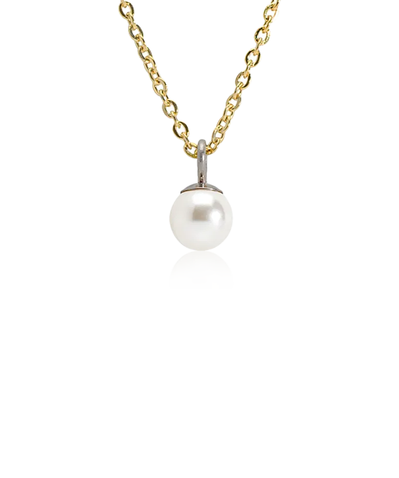 Blomdahl Pearl halskjede 6 mm gull hvit perle