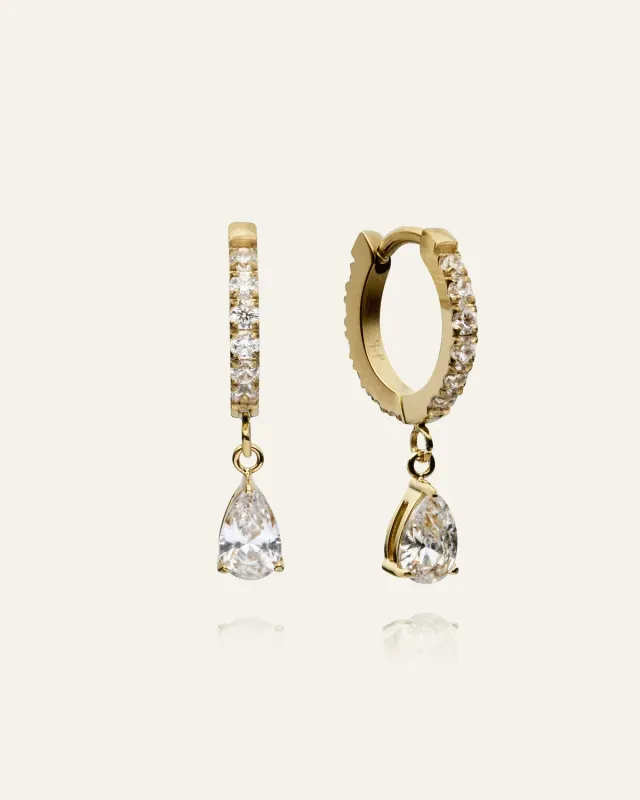 Mockberg Estelle Gold øredobber 14 mm zirkonia