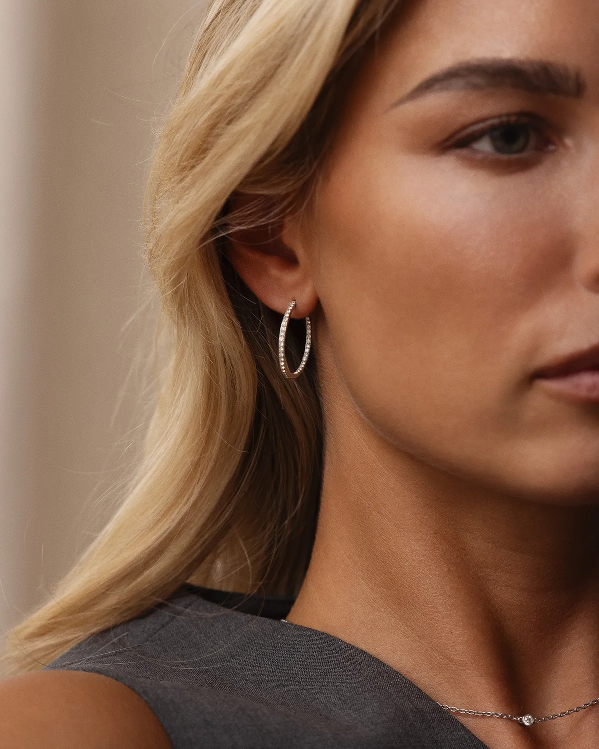 Mockberg Sparkle XL Hoops øredobber sølv 26mm zirkonia