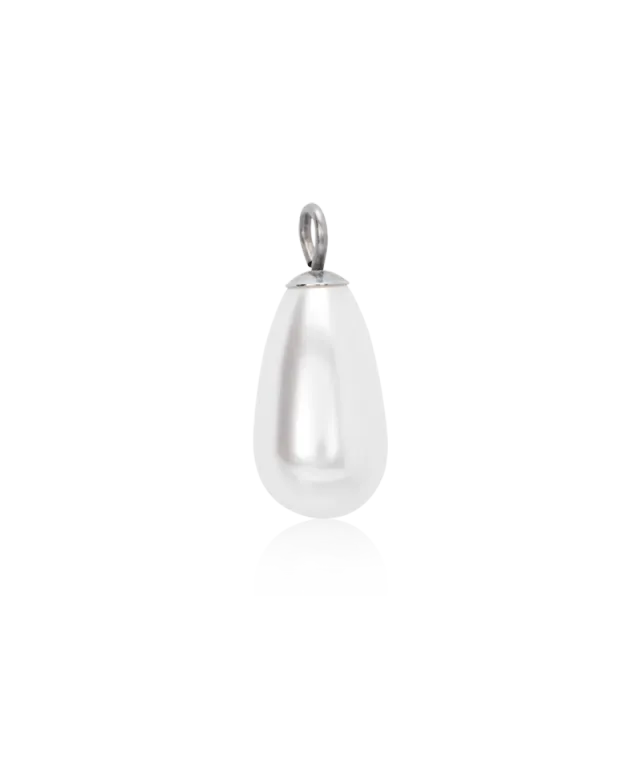 Blomdahl Pearl Drop anheng hvit 15 mm titan