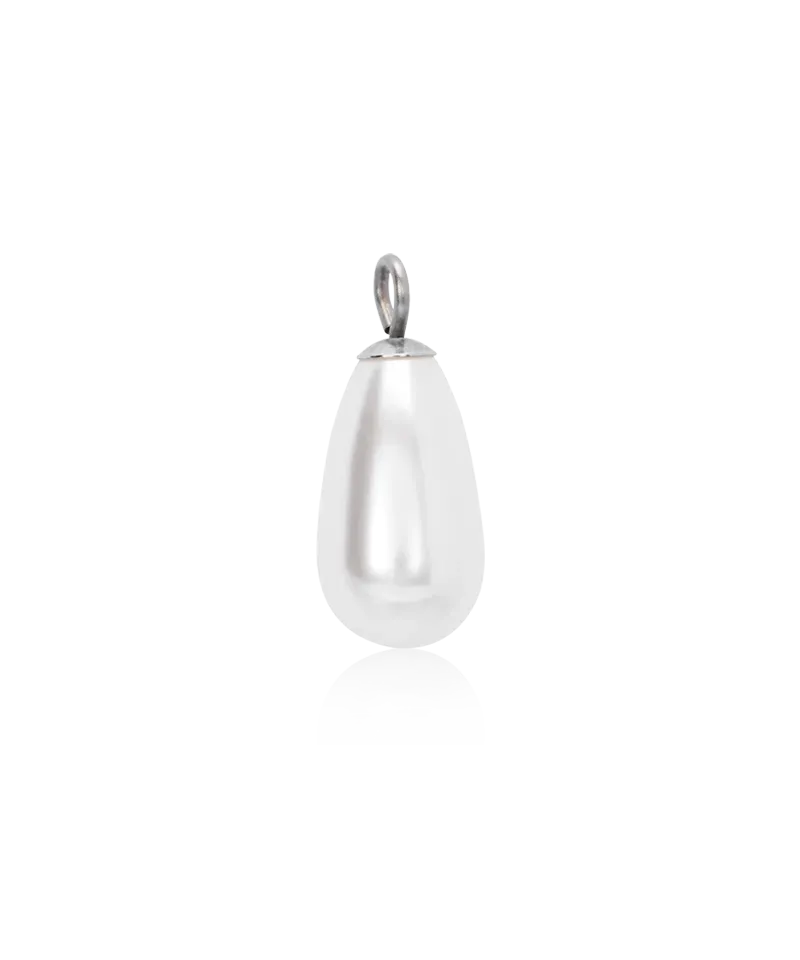 Blomdahl Pearl Drop anheng hvit 15 mm titan