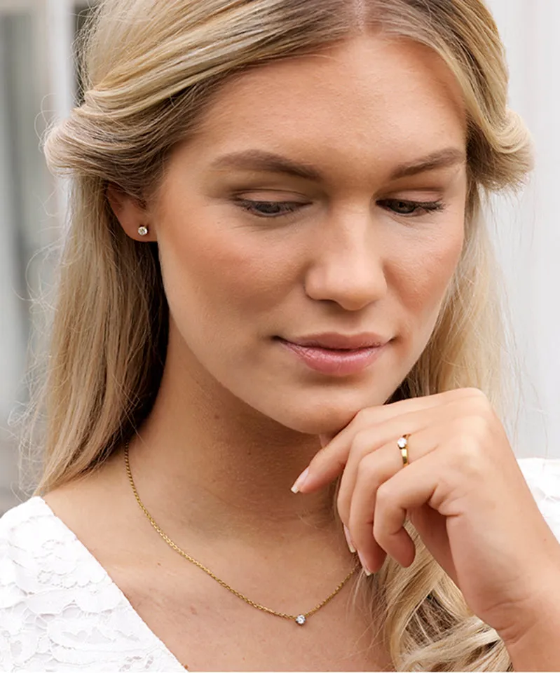 Blomdahl Tiffany ring CZ White gullfarget nikkelfri