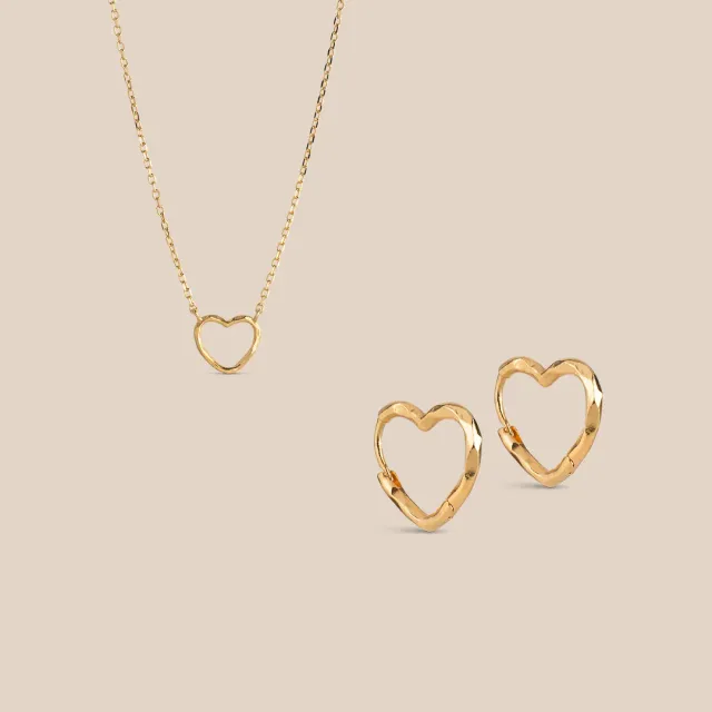 Enamel Organic Heart Classic gavesett gull hjerte