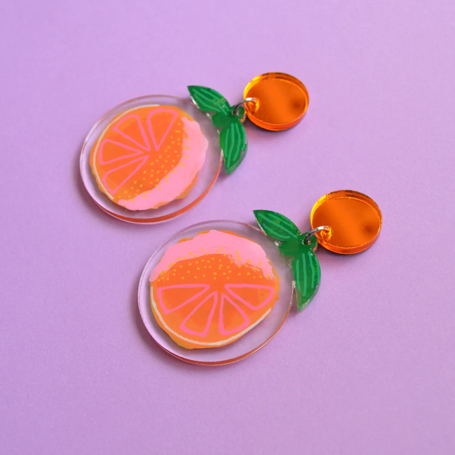 BooandBooFactory Orange Fruit fruktøredobber akryl appelsin