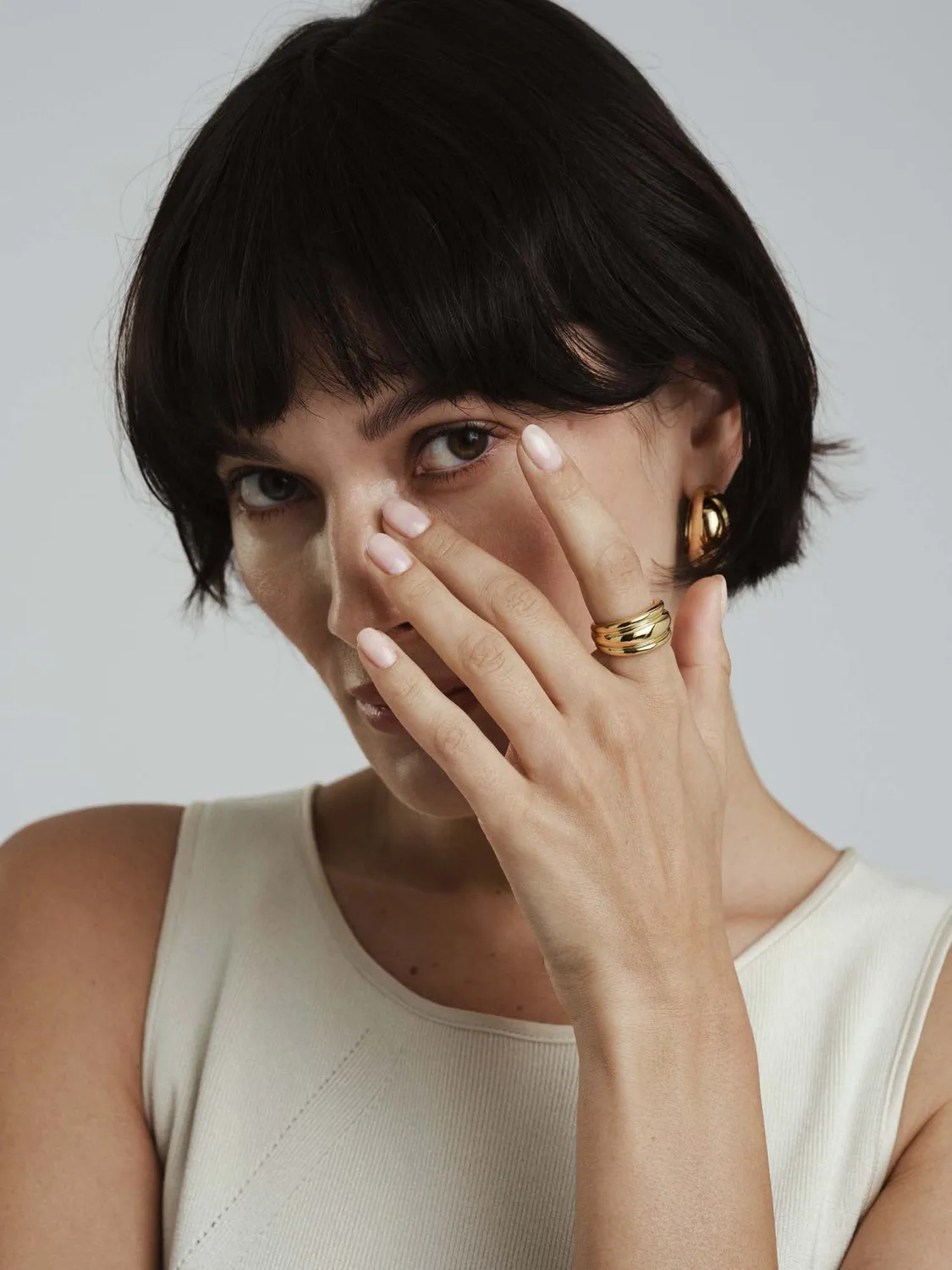 Mockberg Deco Ribbed Ring ring 54 gull