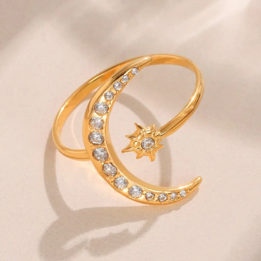 Mea Nani Moonlight Ring gull justerbar glitrende