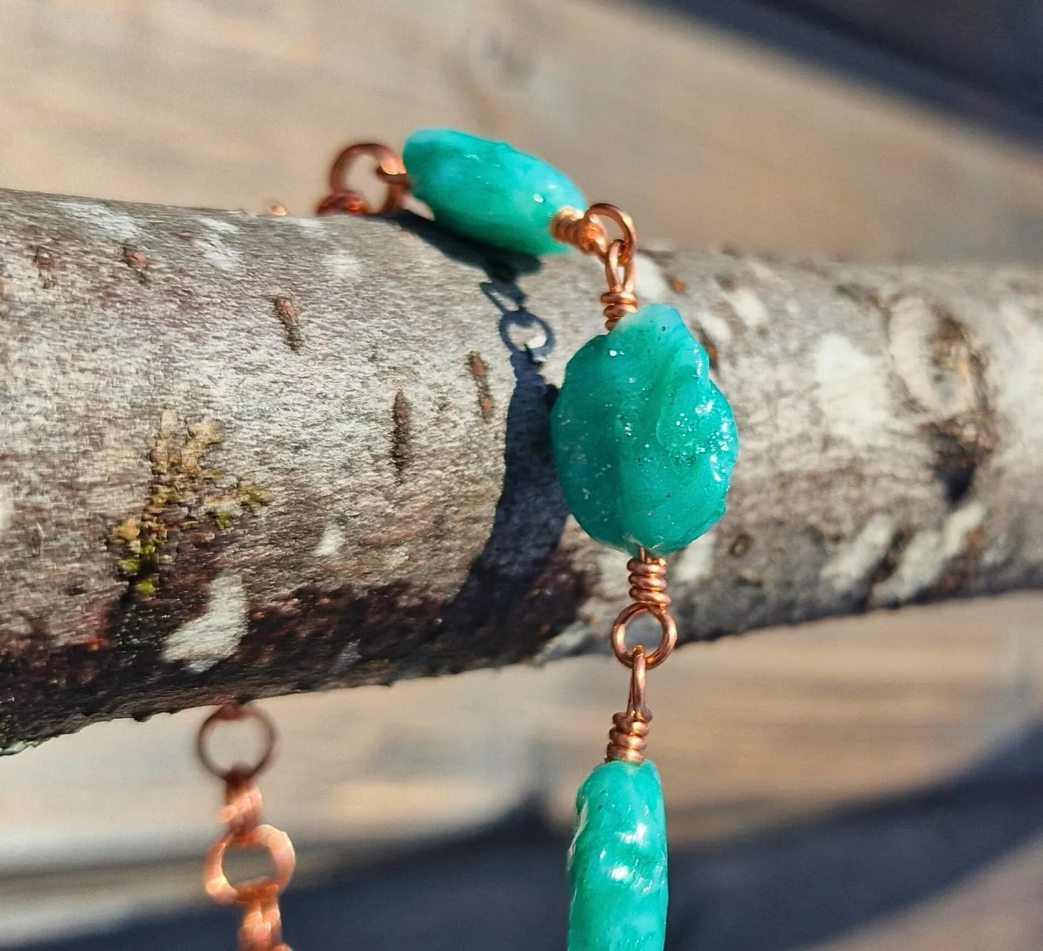Kunstnerbonden Nerina armbånd kobber jade 17 cm