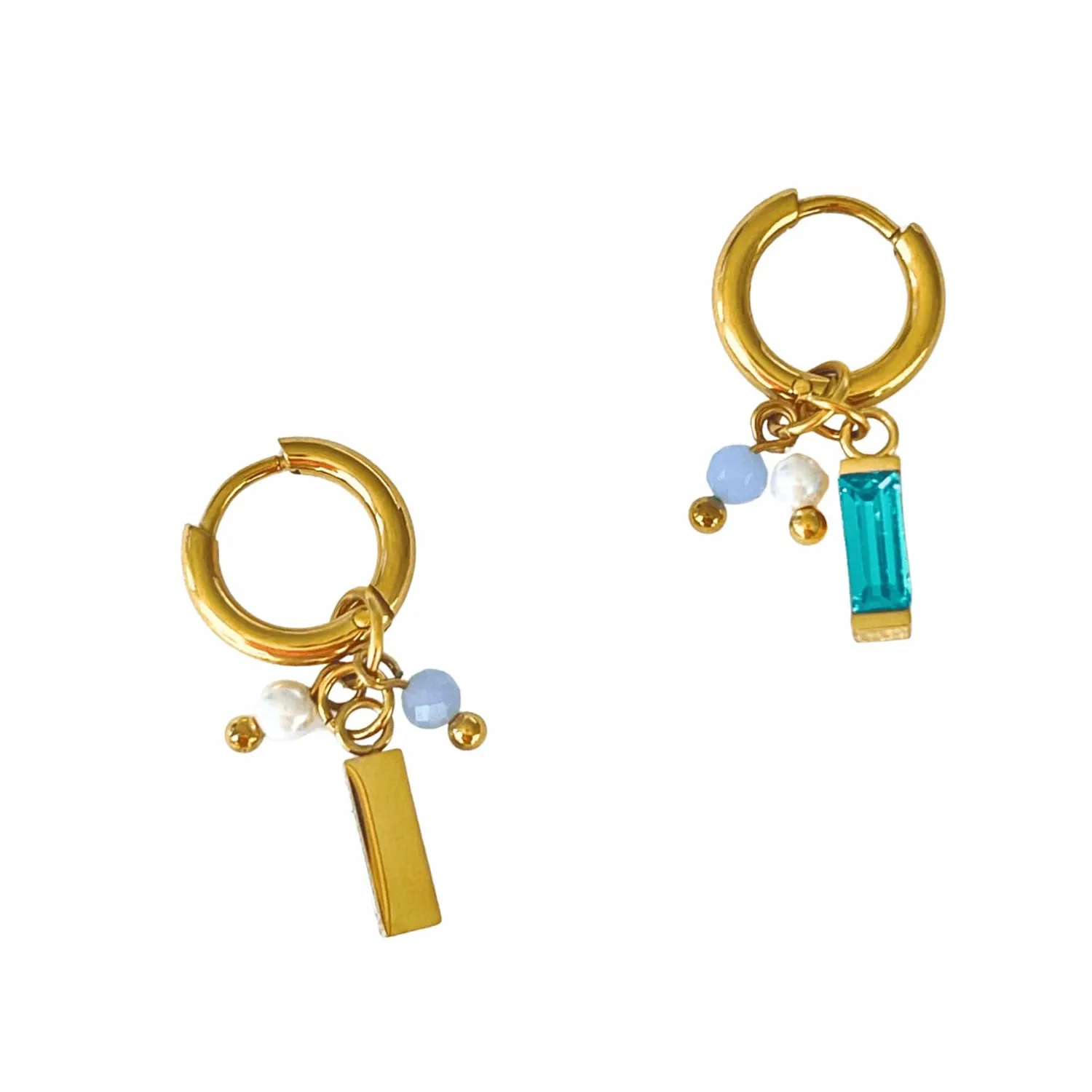 Mea Nani Ocean Whispers hoops havblå 14K gull