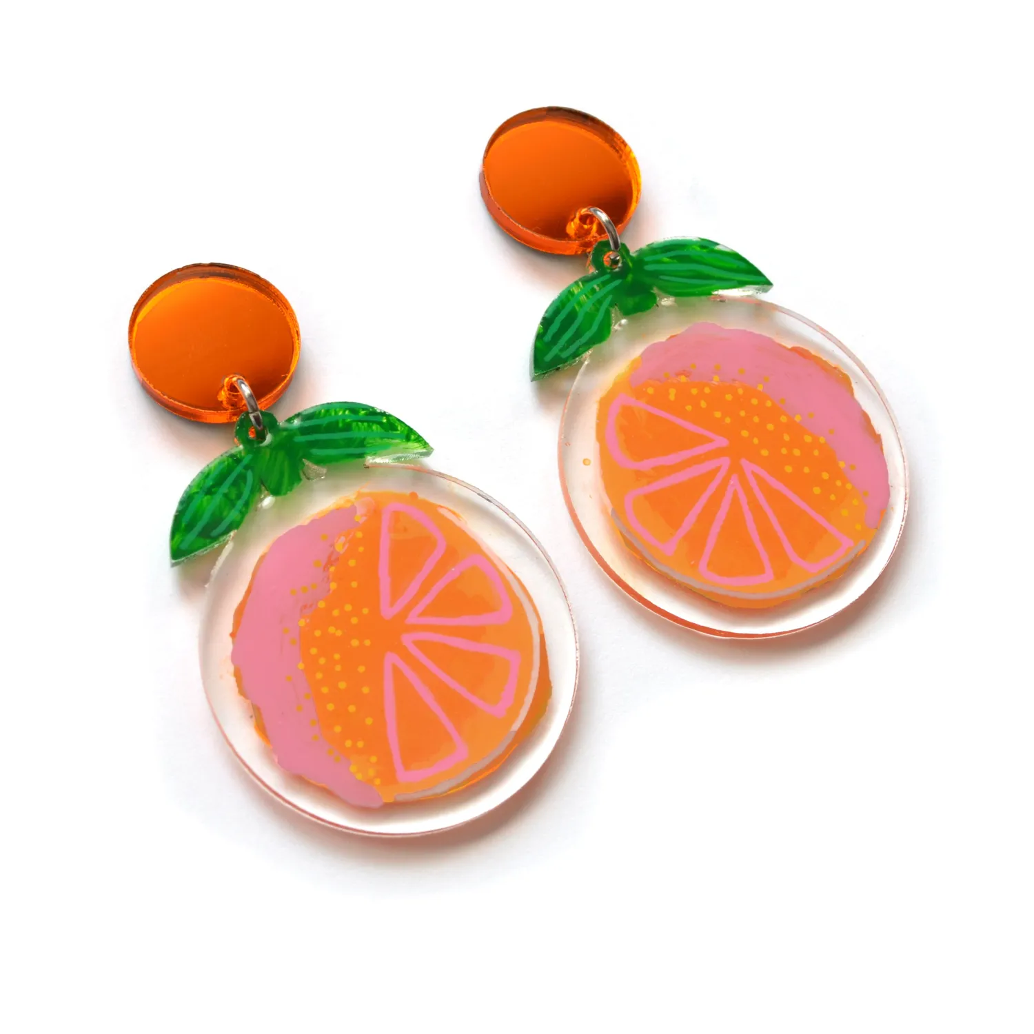 BooandBooFactory Orange Fruit fruktøredobber akryl appelsin