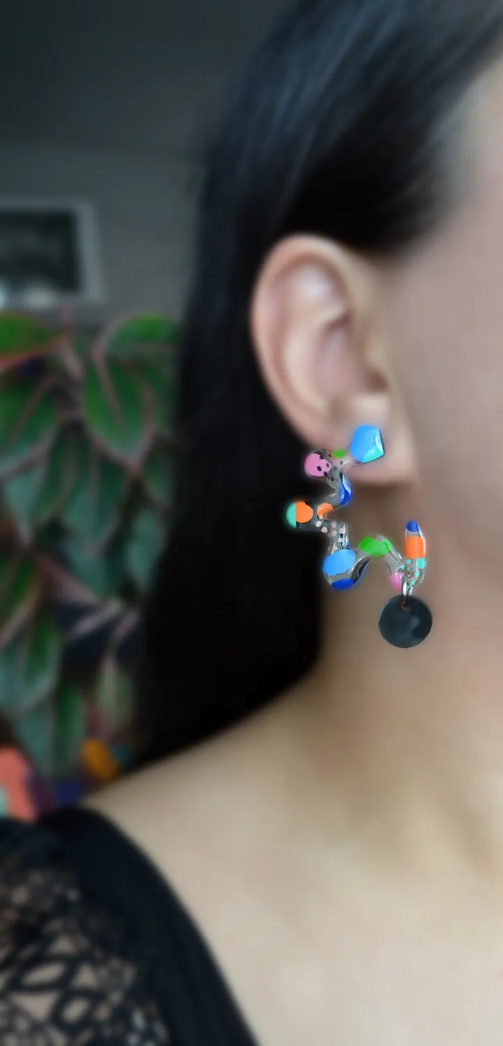 BooandBooFactory Clear Squiggle øredobber studs 38 mm