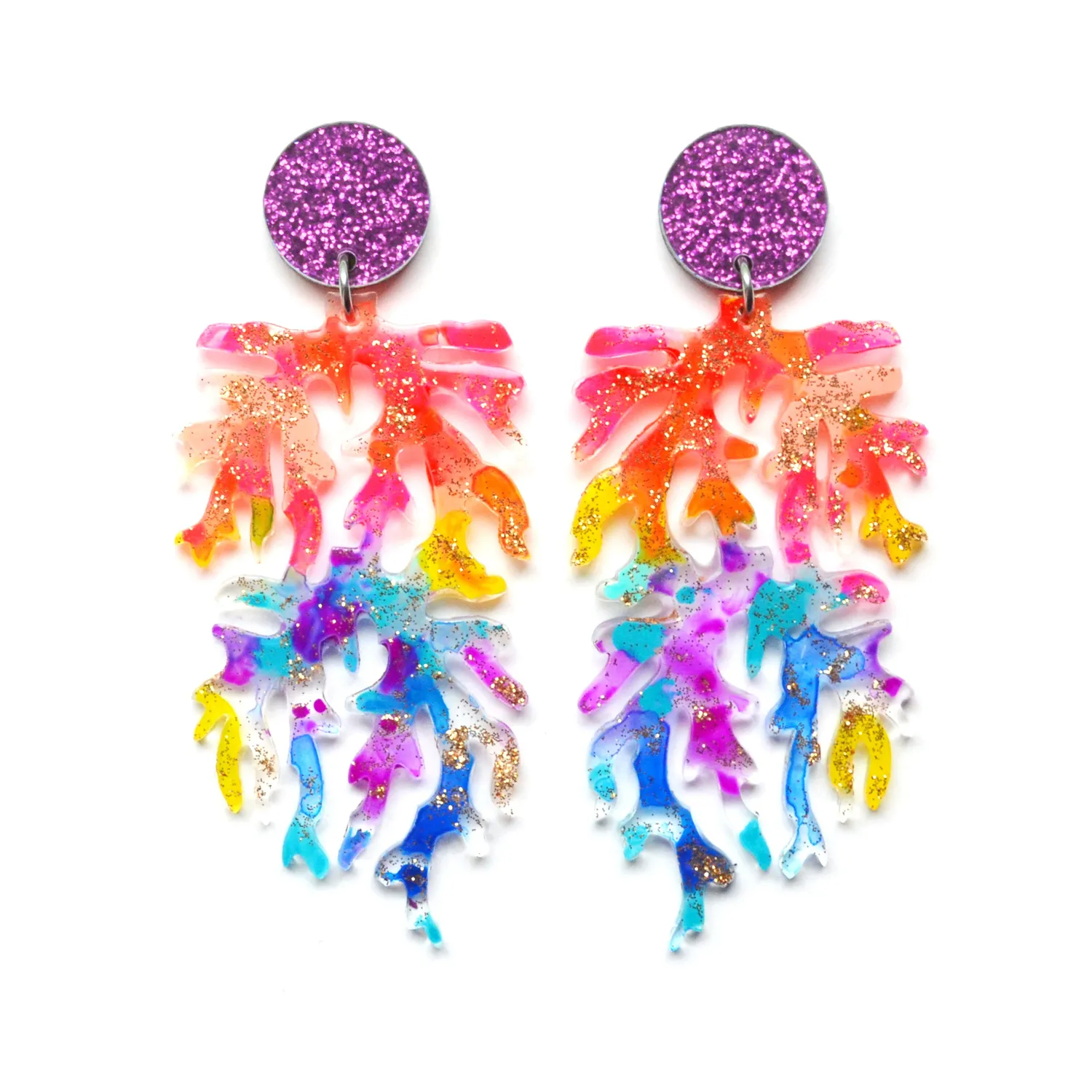 BooandBooFactory Rainbow Coral øredobber 1 par regnbue
