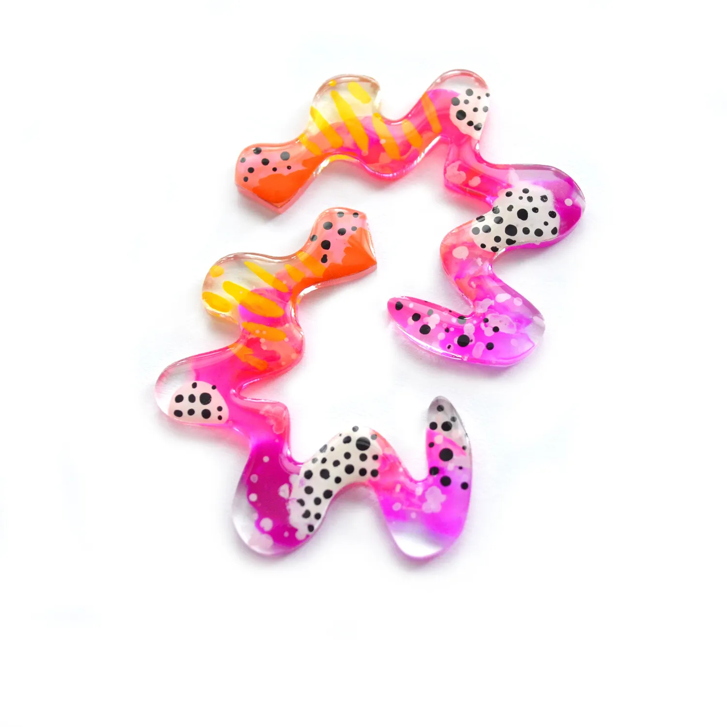 BooandBooFactory Squiggle Doodle øredobber oransje rosa