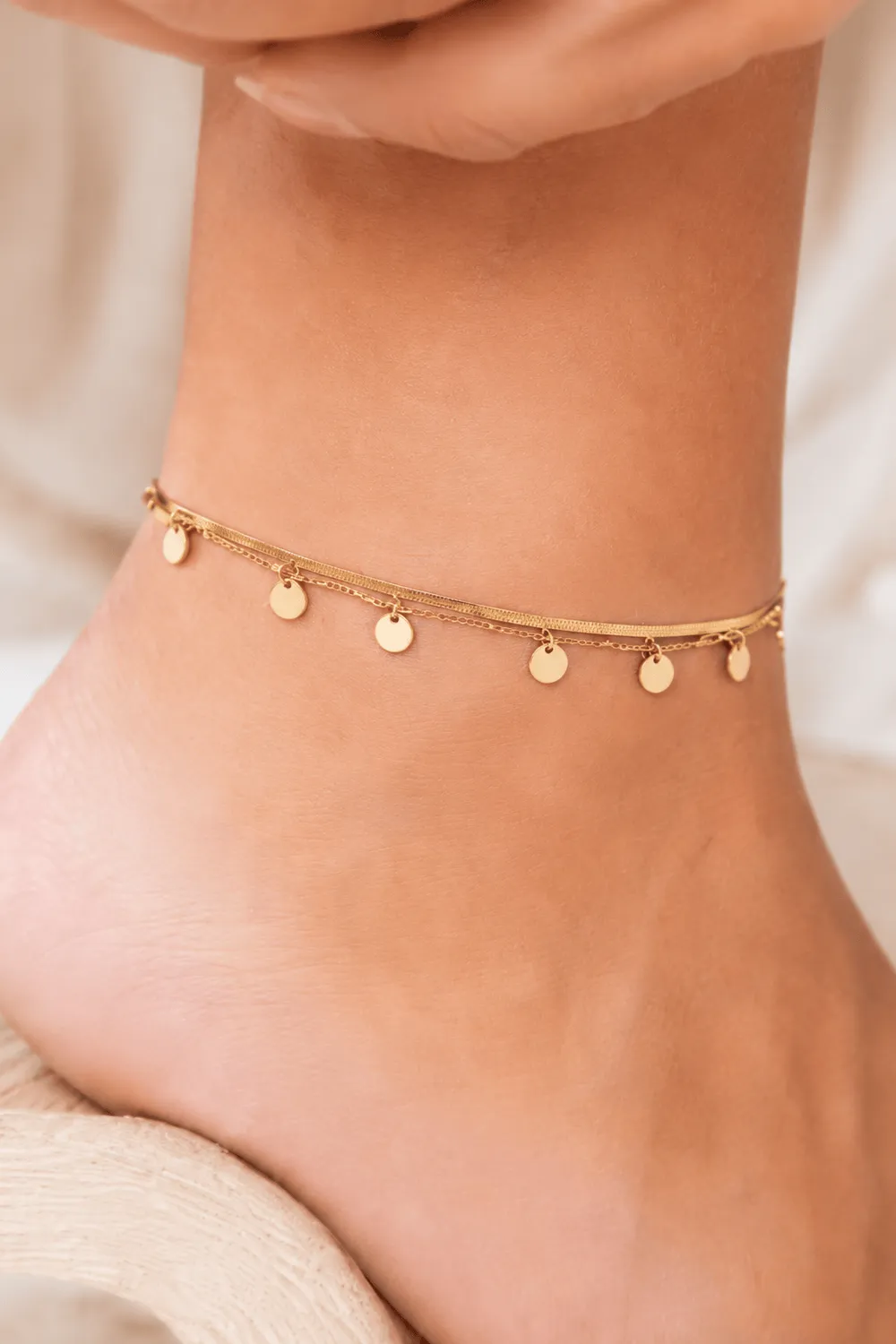Mea Nani Soleil Double Anklet ankelkjede gullbelagt