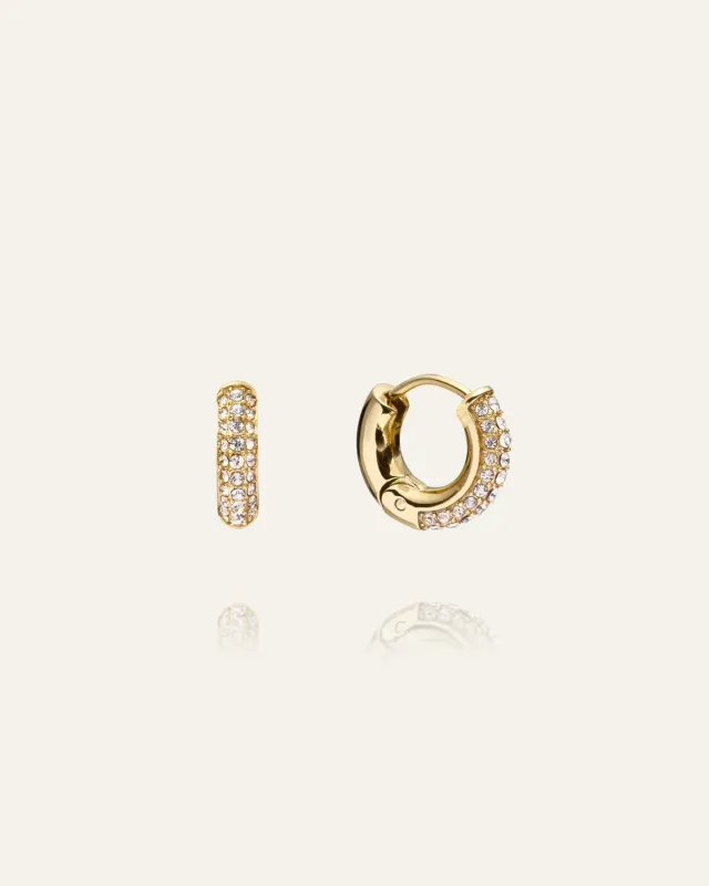 Mockberg Pavé Everyday Small Hoops øredobber gull 14 mm