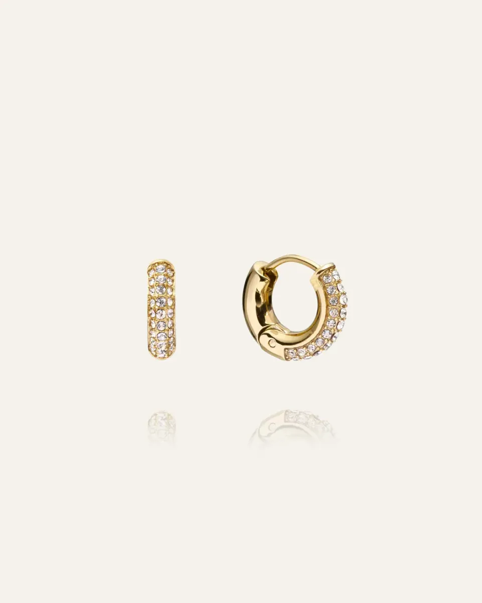 Mockberg Pavé Everyday Small Hoops øredobber gull 14 mm