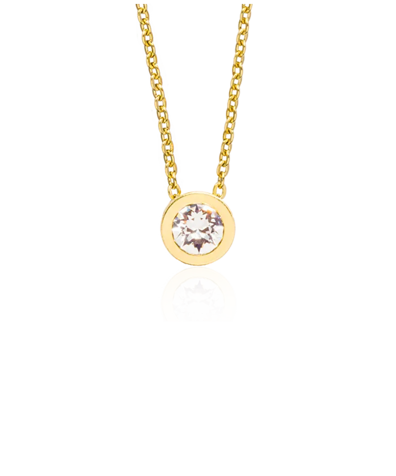 Blomdahl Grand Bezel halskjede crystal gull 40-46 cm