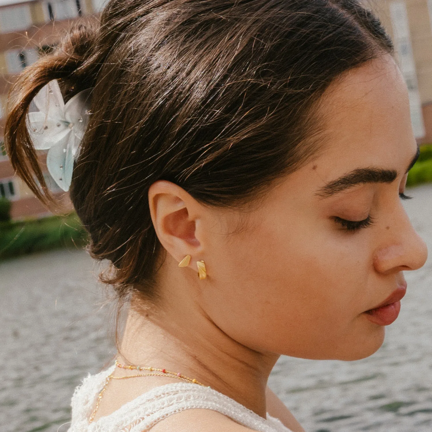 Enamel Wave Mini hoops øredobber gull 10 mm