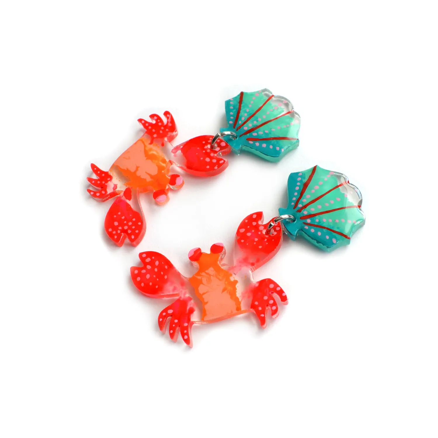 BooandBooFactory Red Crab øredobber akryl statement