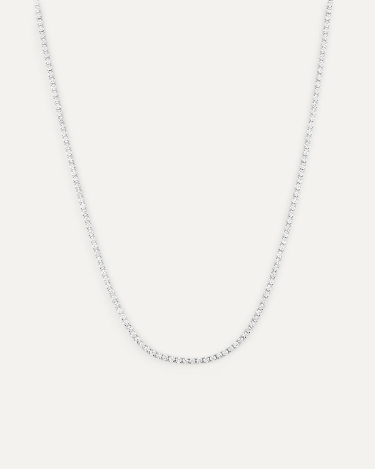 Mockberg Shiny Tennis halskjede sølv 2 mm zirkonia