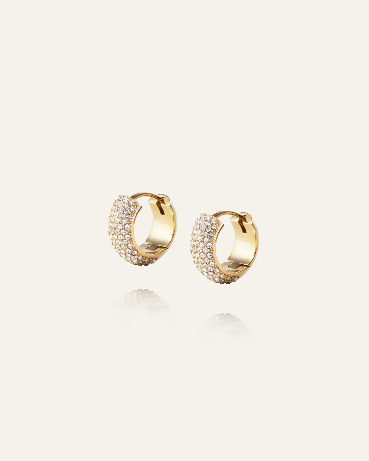 Mockberg Amour Hoops Small øredobber gull 14 mm stein