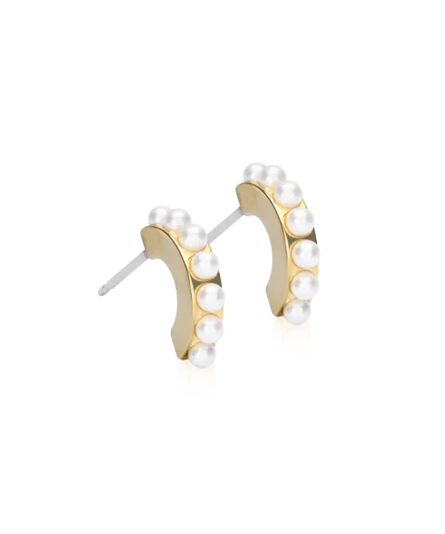 Blomdahl Pendant Pearl Curved øredobber white 10 mm gullfarget