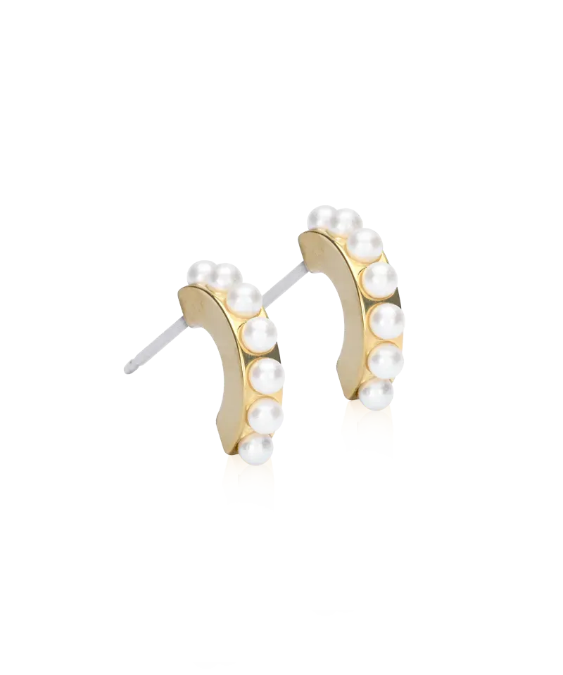 Blomdahl Pendant Pearl Curved øredobber white 10 mm gullfarget