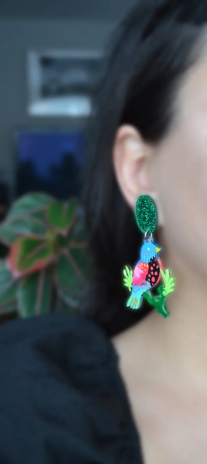 BooandBooFactory Tropical Bird øredobber akryl fugl