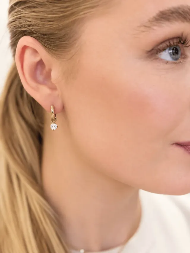 Mea Nani Cloud hoops hvit stein 14K gullbelagt