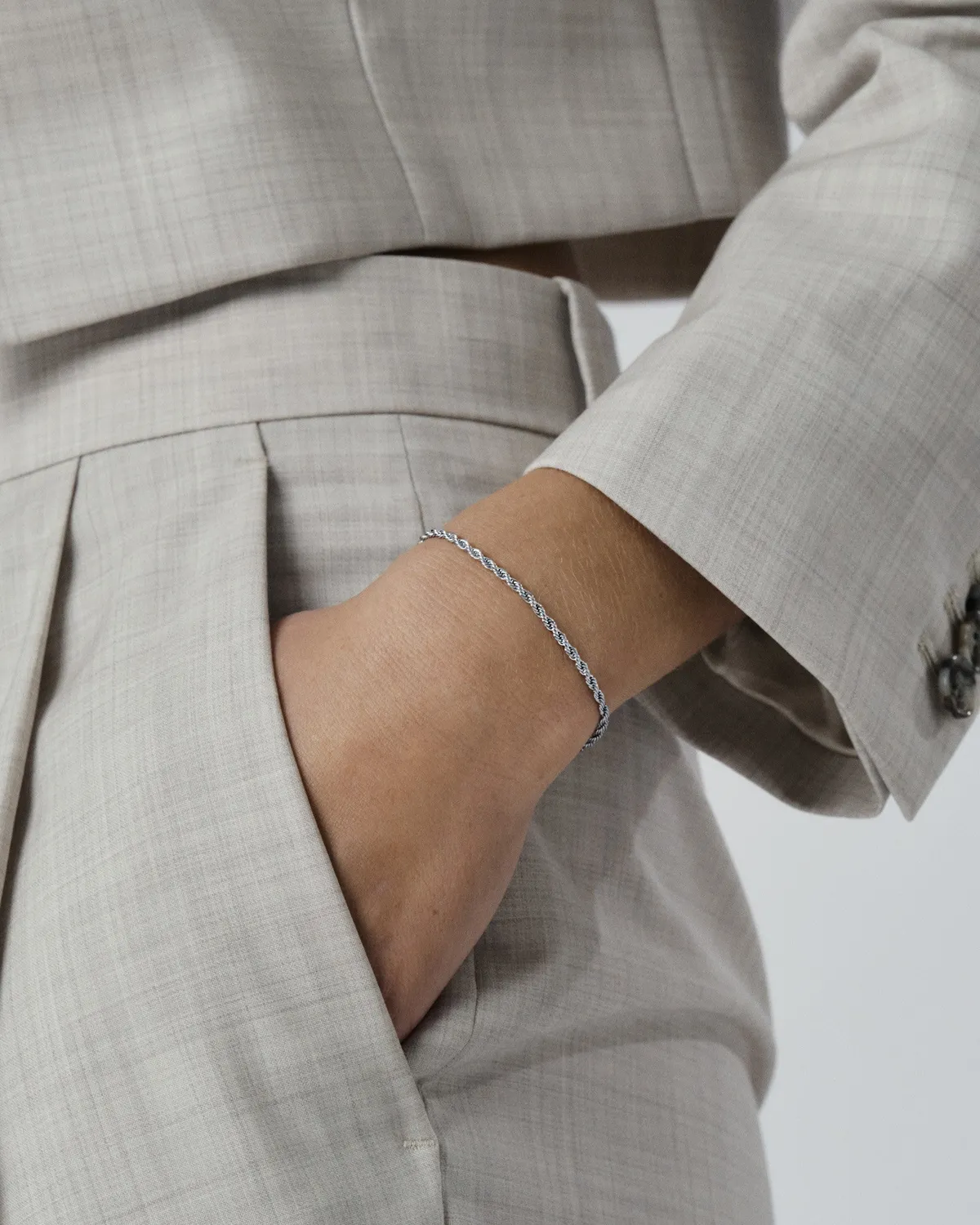 Mockberg Thin Rope armbånd sølv small vanntett