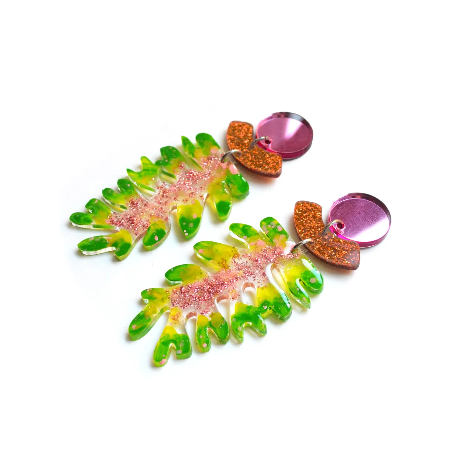 BooandBooFactory Green Leaf Plant øredobber grønn 95 mm