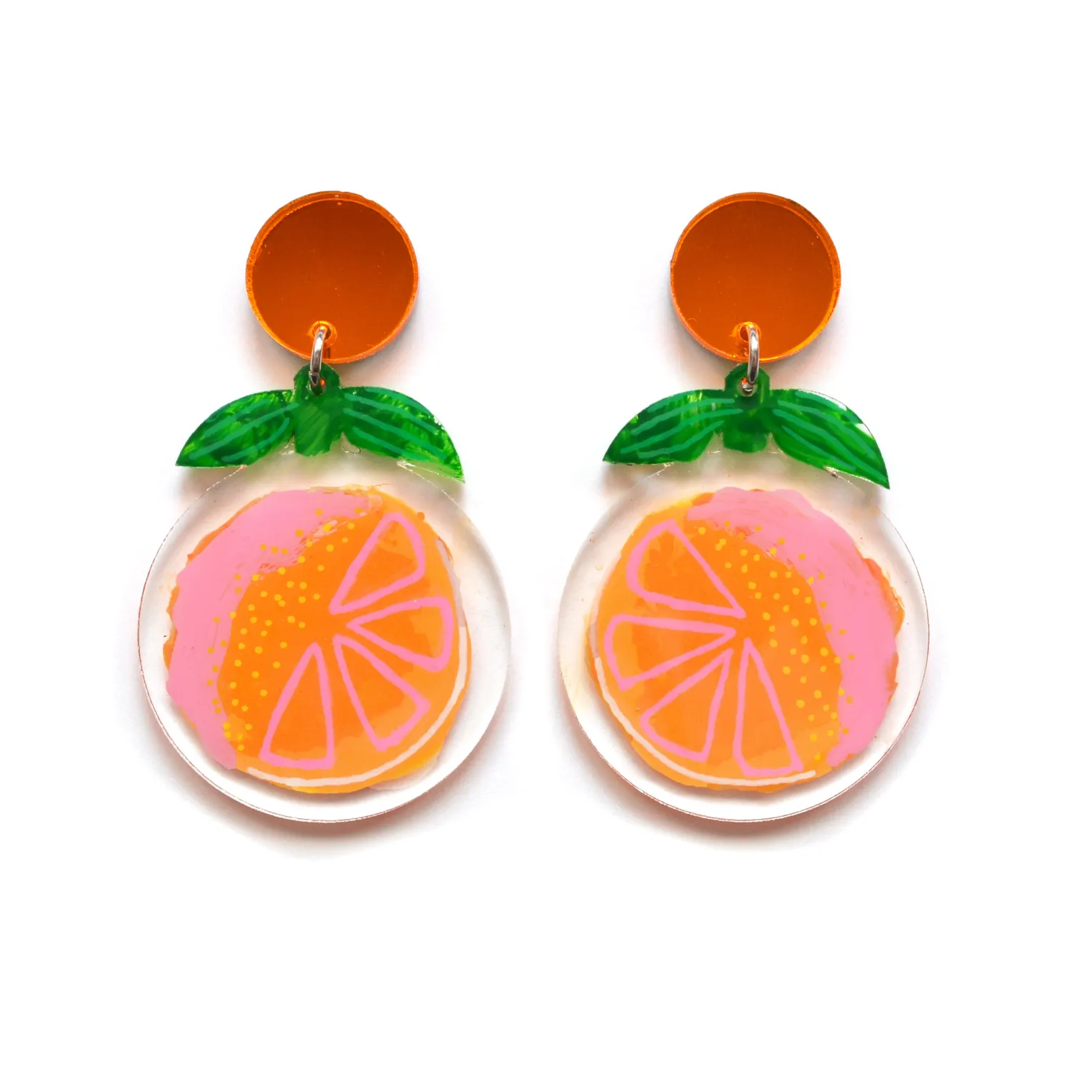 BooandBooFactory Orange Fruit fruktøredobber akryl appelsin