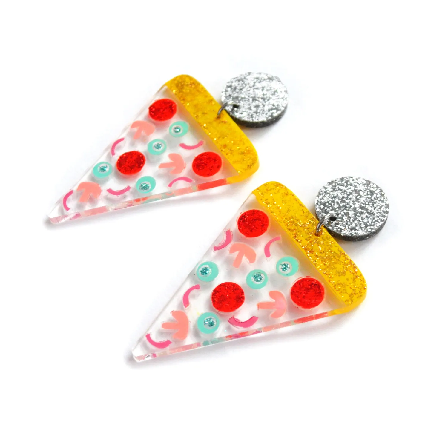 BooandBooFactory Confetti Pizza øredobber klar akryl