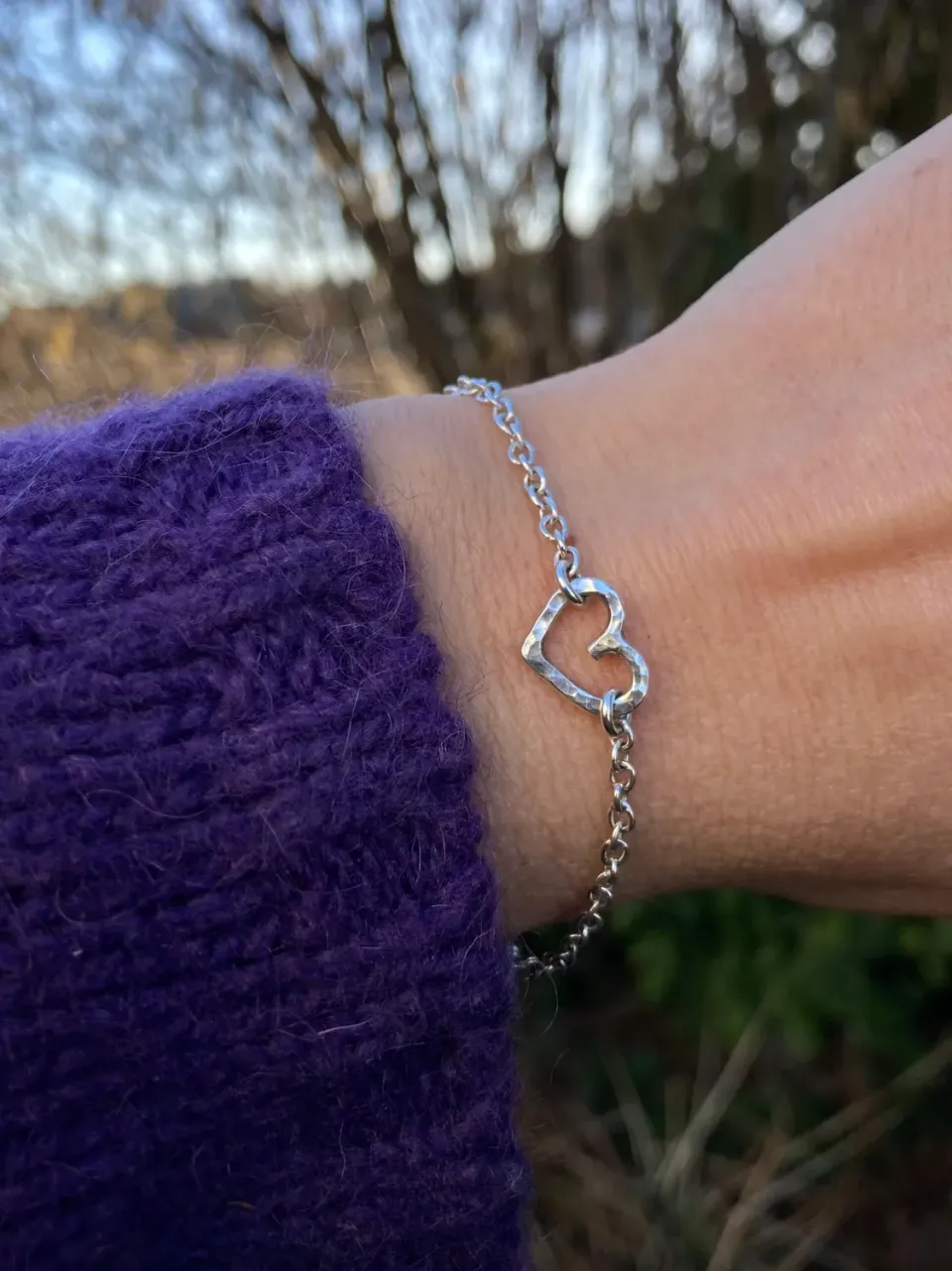 Sivia Smykkedesign Åpent Hjerte armbånd sølv 15-19 cm 12 mm