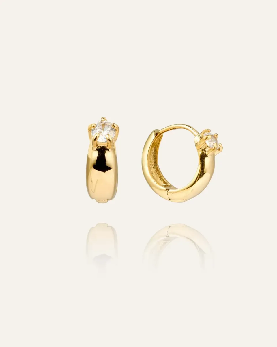 Mockberg Soleil Hoops øredobber gull 11 mm zirkonia
