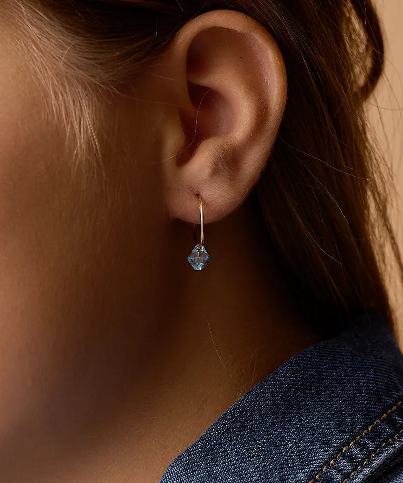 Blomdahl Ear Ring 14 mm Bicone øredobber aquamarine gull