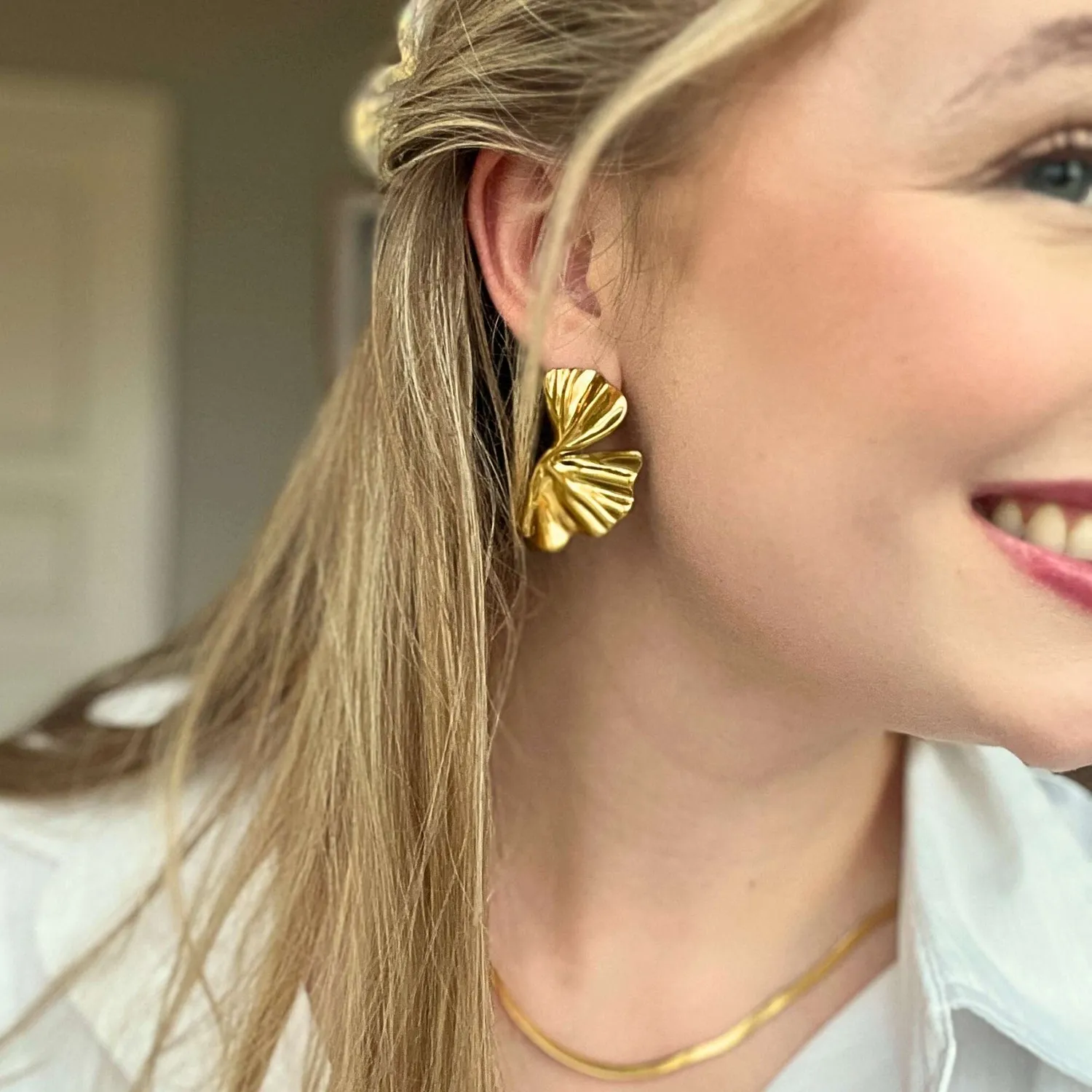 Mea Nani Midnight Gold øredobber 18K blad