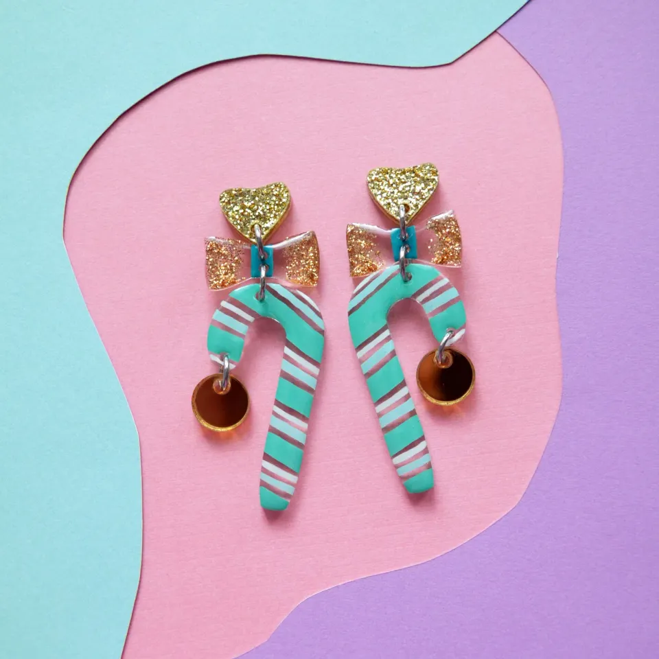 BooandBooFactory Candy Cane juløredobber mint gull