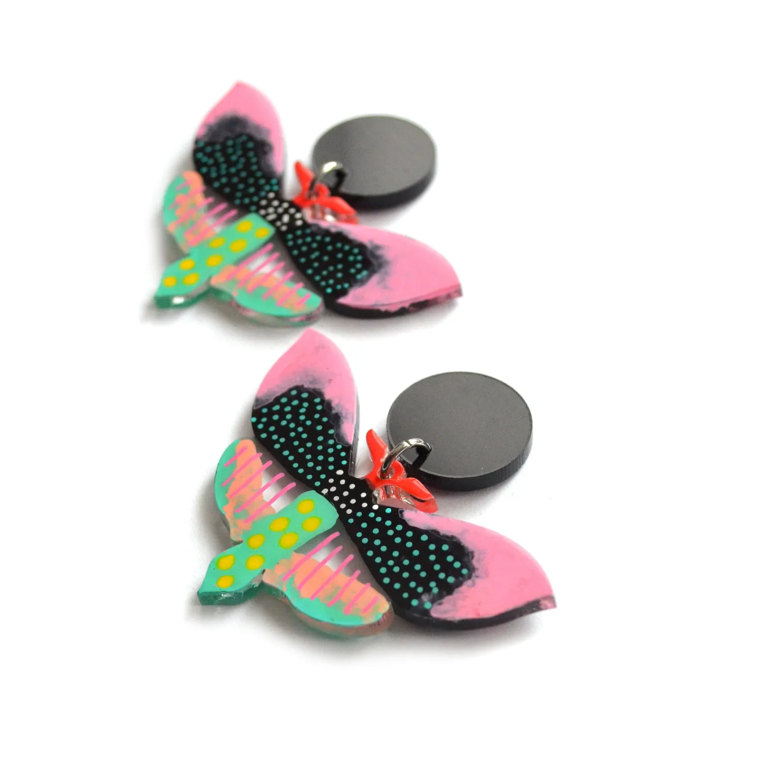 BooandBooFactory Pastel Black Butterfly akryl øredobber