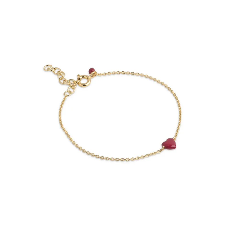 Enamel Amore armbånd gull 15+3 cm bordeaux
