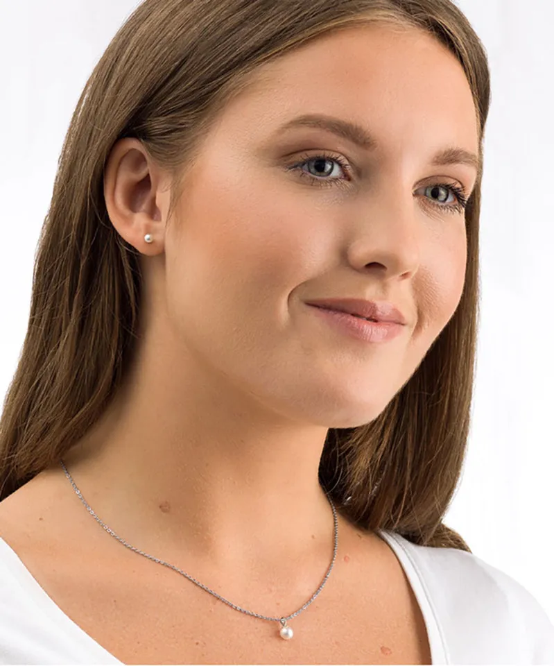 Blomdahl Pearl halskjede 6 mm white sølvfarget hudvennlig